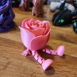 Pink Rose Figurine with Articulated Legs